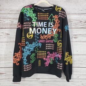 Switch Remarkable Men's Black Time Is Money Graphic Sweatshirt Sie XL